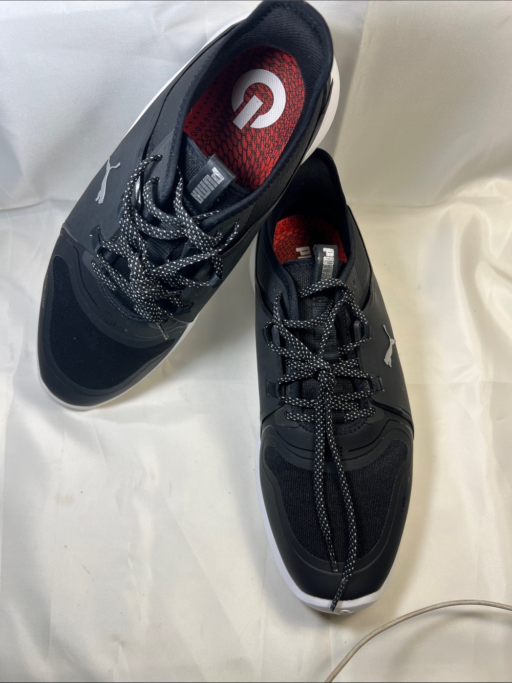 Puma Men's Black Sneakers with White Sole and Red Insole
